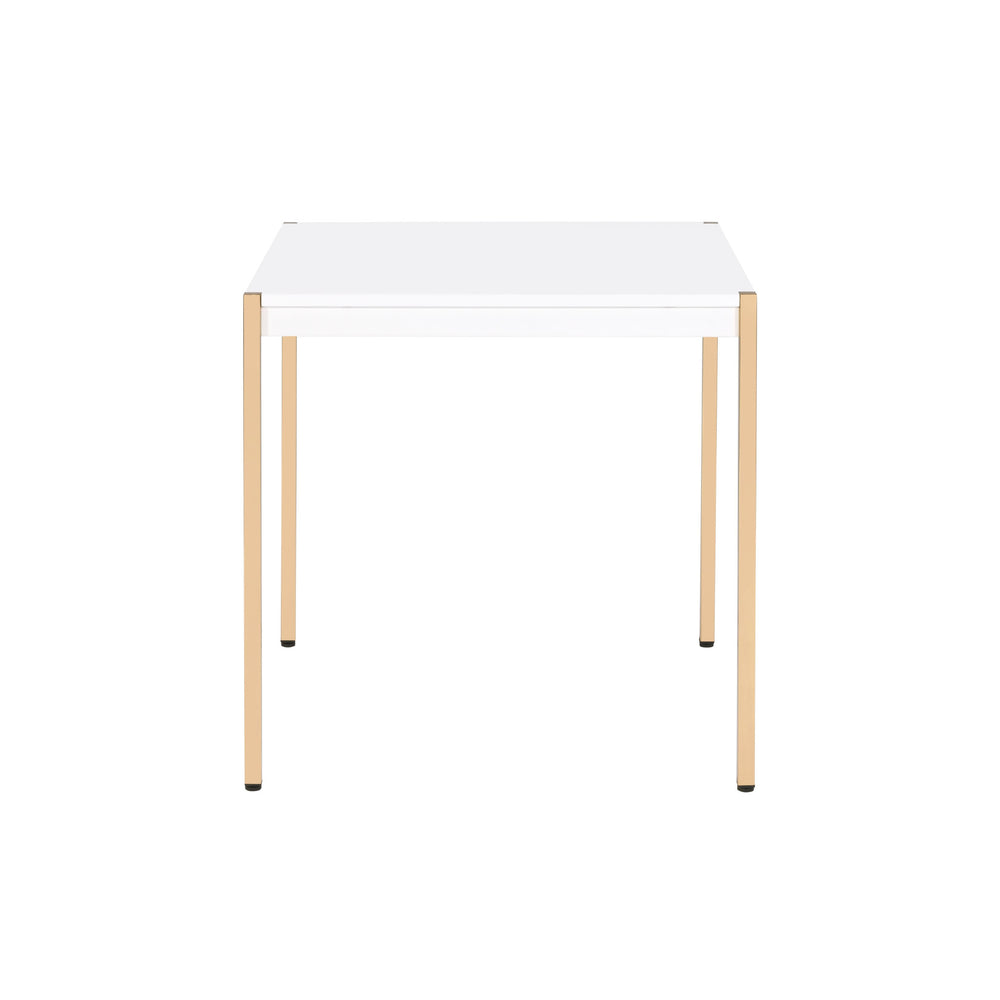 24" Gold And White Manufactured Wood Square End Table