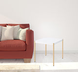 24" Gold And White Manufactured Wood Square End Table