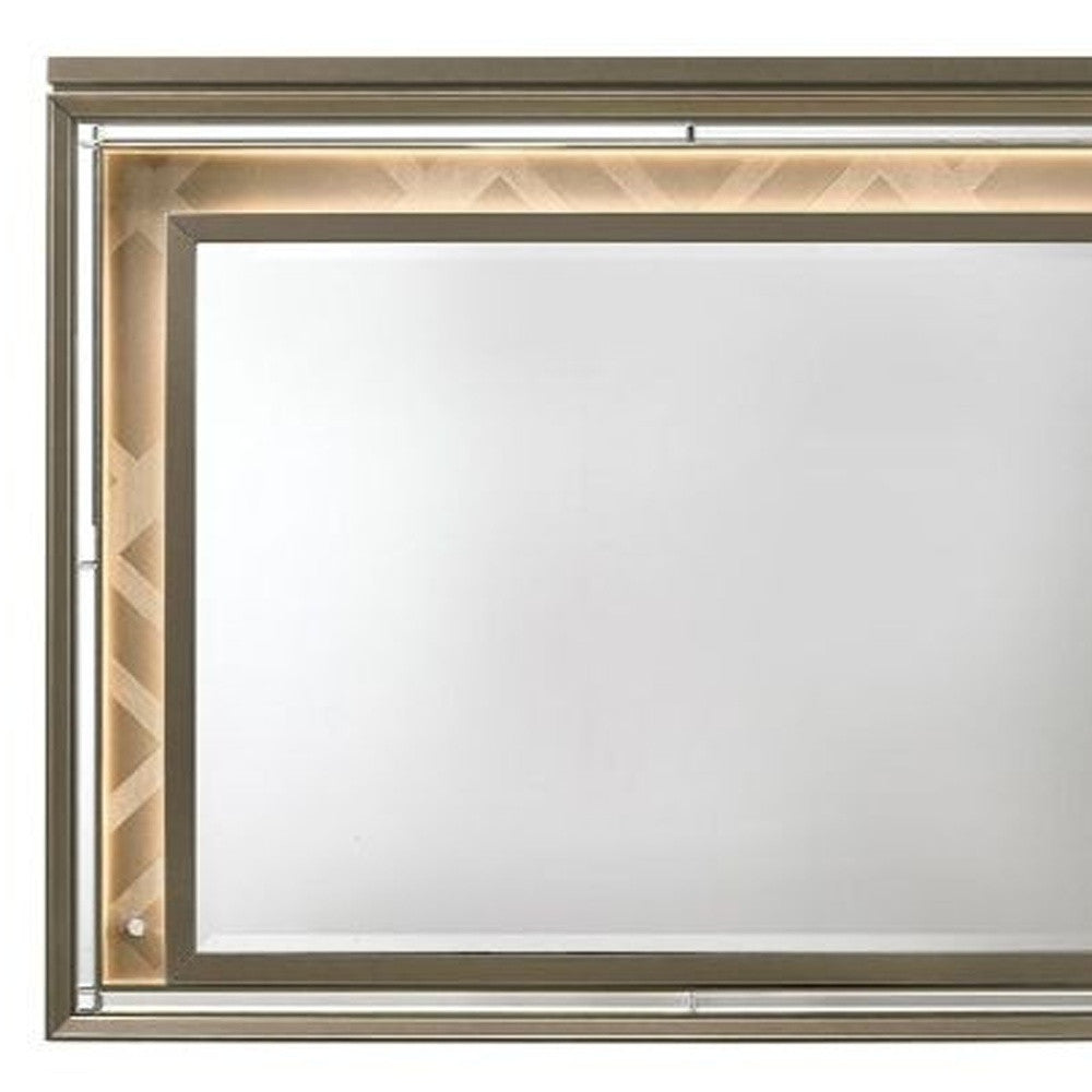 37" LED & Dark Champagne Lighted Dresser Mirror - Homeroots - Flyclothing LLC