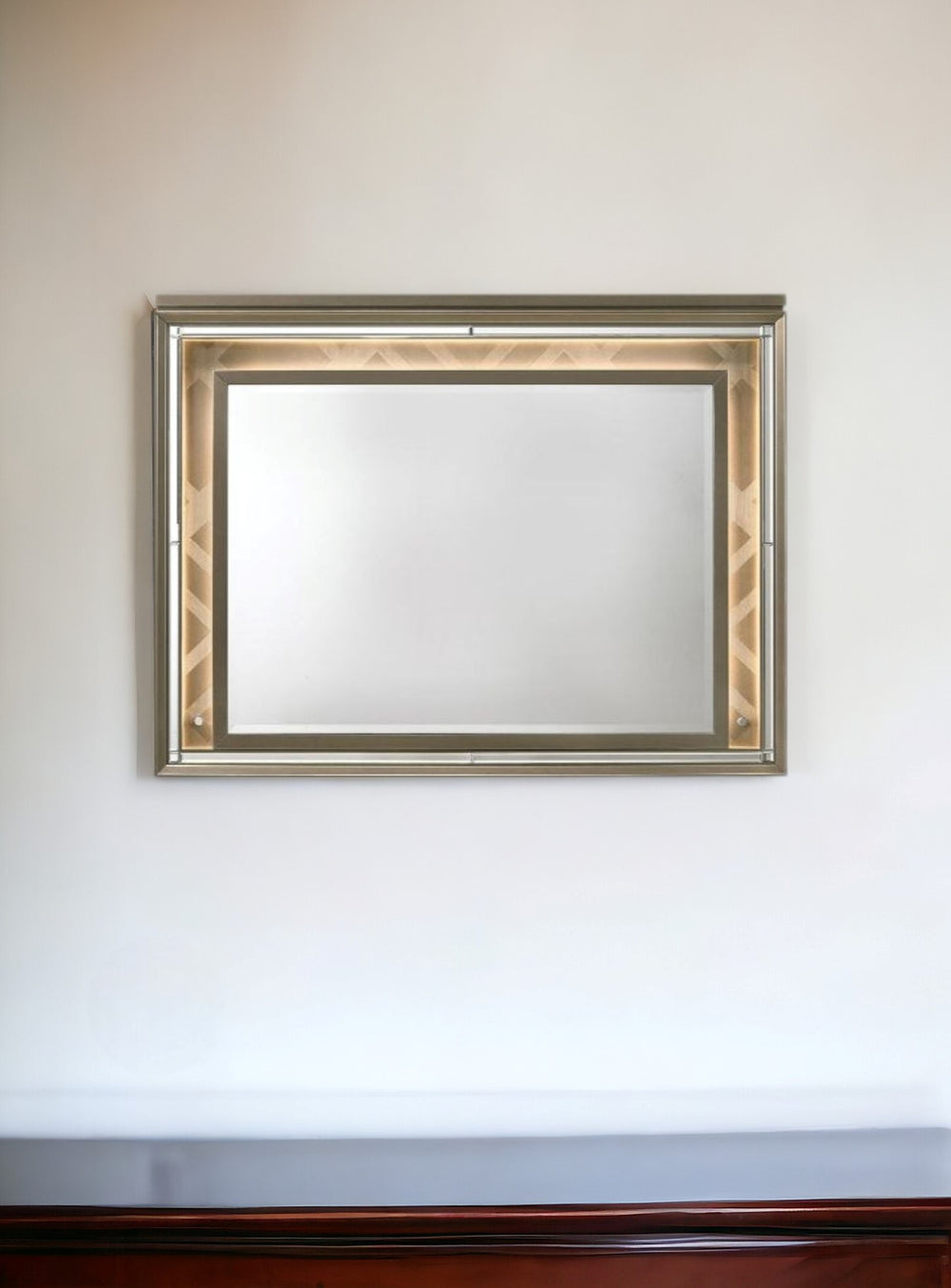 37" LED & Dark Champagne Lighted Dresser Mirror - Homeroots - Flyclothing LLC