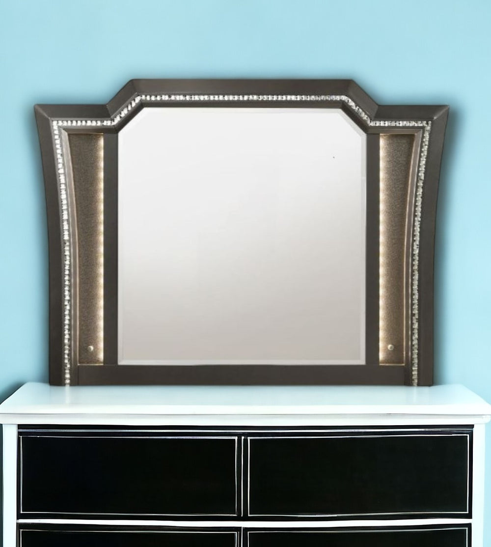 38" Metallic Gray Lighted Dresser Mirror - Homeroots - Flyclothing LLC
