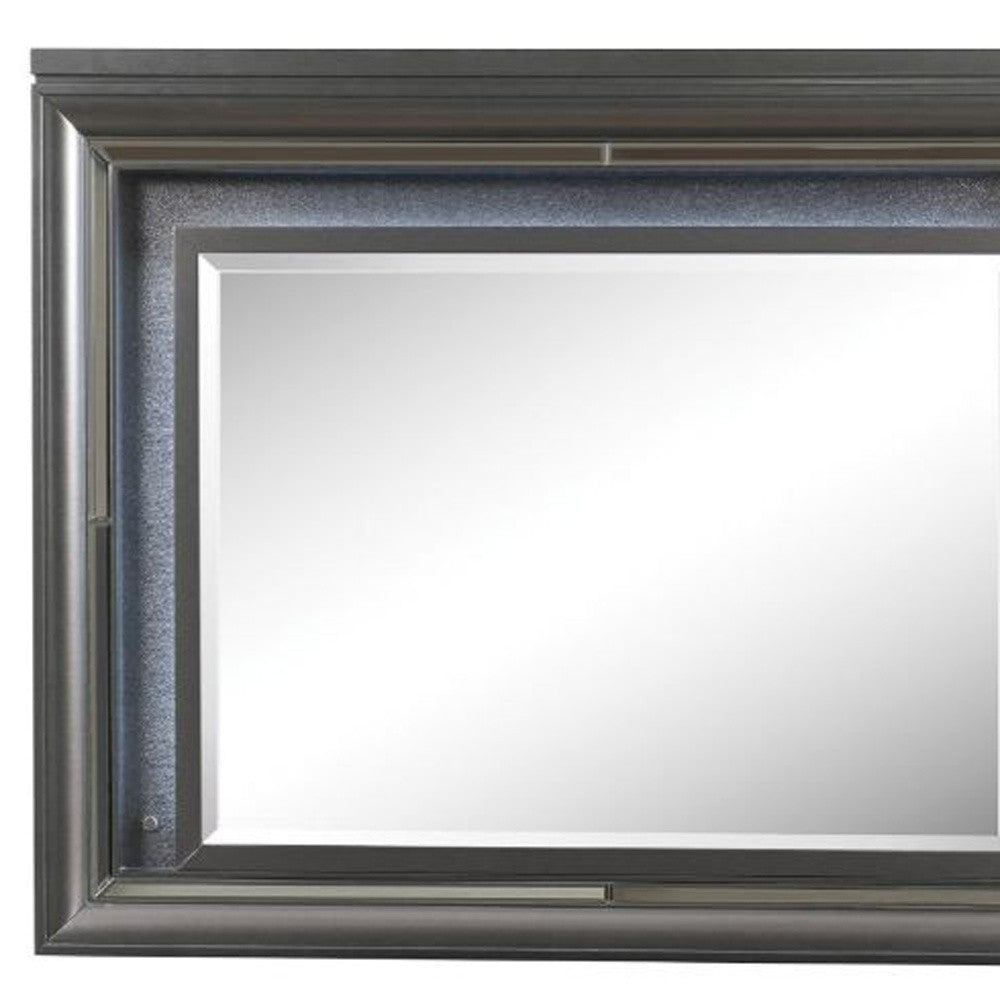 39" Metallic Gray Lighted Arch Dresser Mirror - Homeroots - Flyclothing LLC