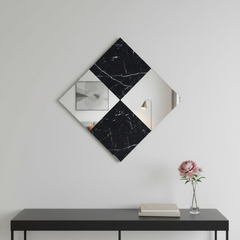 32" Mirrored & Faux Marble Top Accent Mirror - Homeroots - Flyclothing LLC