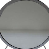 19" Faux Fur, Mirror, White & Chrome Finish Round Makeup Shaving Tabletop Mirror - Homeroots - Flyclothing LLC