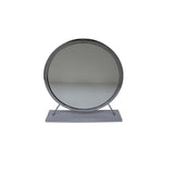 19" Faux Fur, Mirror, White & Chrome Finish Round Makeup Shaving Tabletop Mirror - Homeroots - Flyclothing LLC