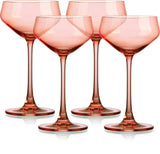 Set of Four Translucent Blush Coral Coupe Glasses - Homeroots - Flyclothing LLC