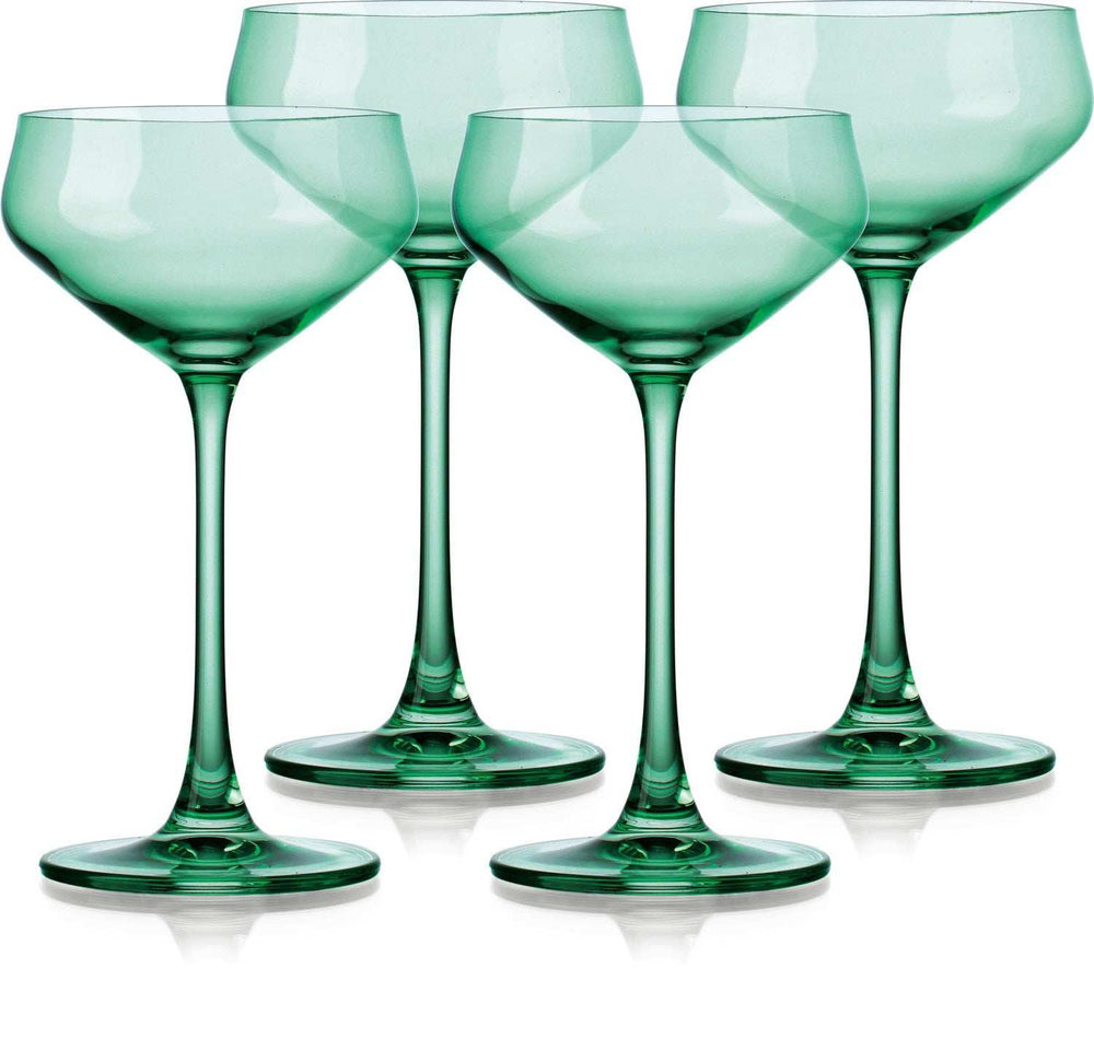 Set of Four Translucent Pale Green Coupe Glasses - Homeroots - Flyclothing LLC