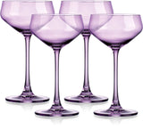 Set of Four Purple Lead Free Crystal Coupe Shallow Bowl Stemmed Coupe - Homeroots - Flyclothing LLC