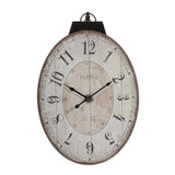 18" Oval Ivory Wood Analog Wall Clock - Homeroots - Flyclothing LLC