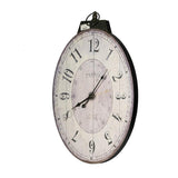18" Oval Ivory Wood Analog Wall Clock - Homeroots - Flyclothing LLC