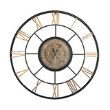 56" Circle Copper Metal and Glass Analog Exposed Gear Wall Clock - Homeroots - Flyclothing LLC