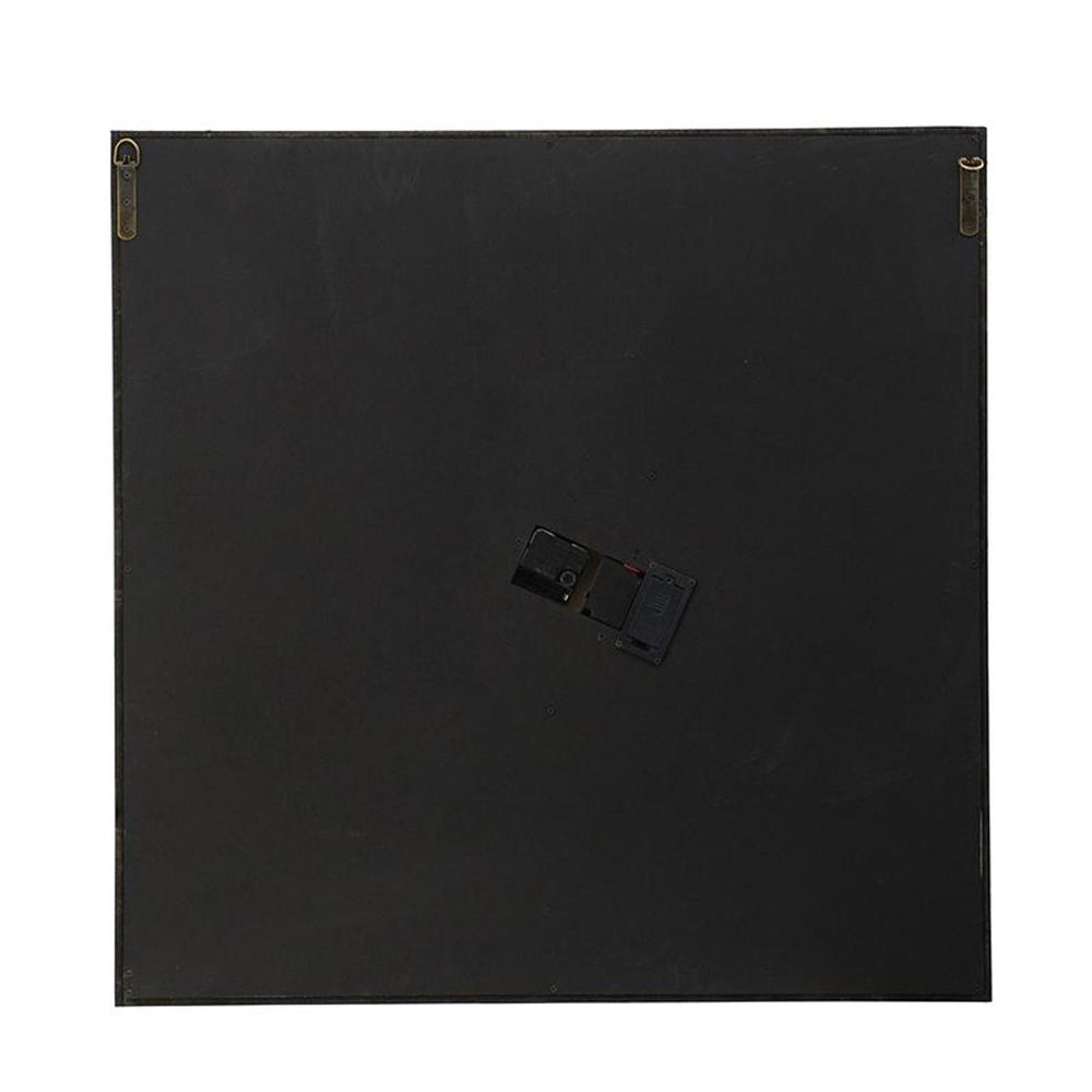 32" Square Gold and Silver Wood and Mirror Analog Exposed Gear Wall Clock - Homeroots - Flyclothing LLC