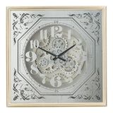 24" Square Gold and Silver Wood and Mirror Exposed Gear Wall Clock - Homeroots - Flyclothing LLC