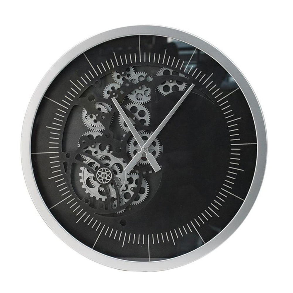23" Circle Black and Silver Wood and Glass Analog Wall Clock - Homeroots - Flyclothing LLC