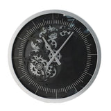 23" Circle Black and Silver Wood and Glass Analog Wall Clock - Homeroots - Flyclothing LLC