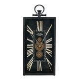 10" Black and Gold Metal and Glass Analog Vintage Style Crackle Wall Clock - Homeroots - Flyclothing LLC