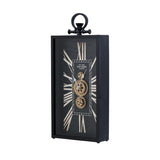 10" Black and Gold Metal and Glass Analog Vintage Style Crackle Wall Clock - Homeroots - Flyclothing LLC