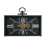 13" Black and Gold Metal and Glass Analog Vintage Style Crackle Wall Clock - Homeroots - Flyclothing LLC