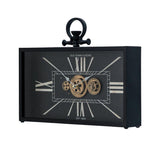 13" Black and Gold Metal and Glass Analog Vintage Style Crackle Wall Clock - Homeroots - Flyclothing LLC