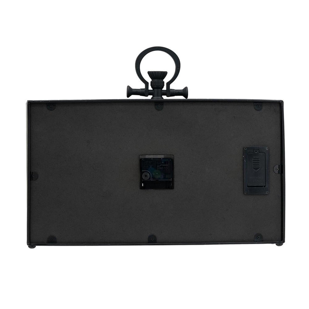 13" Black and Gold Metal and Glass Analog Vintage Style Crackle Wall Clock - Homeroots - Flyclothing LLC