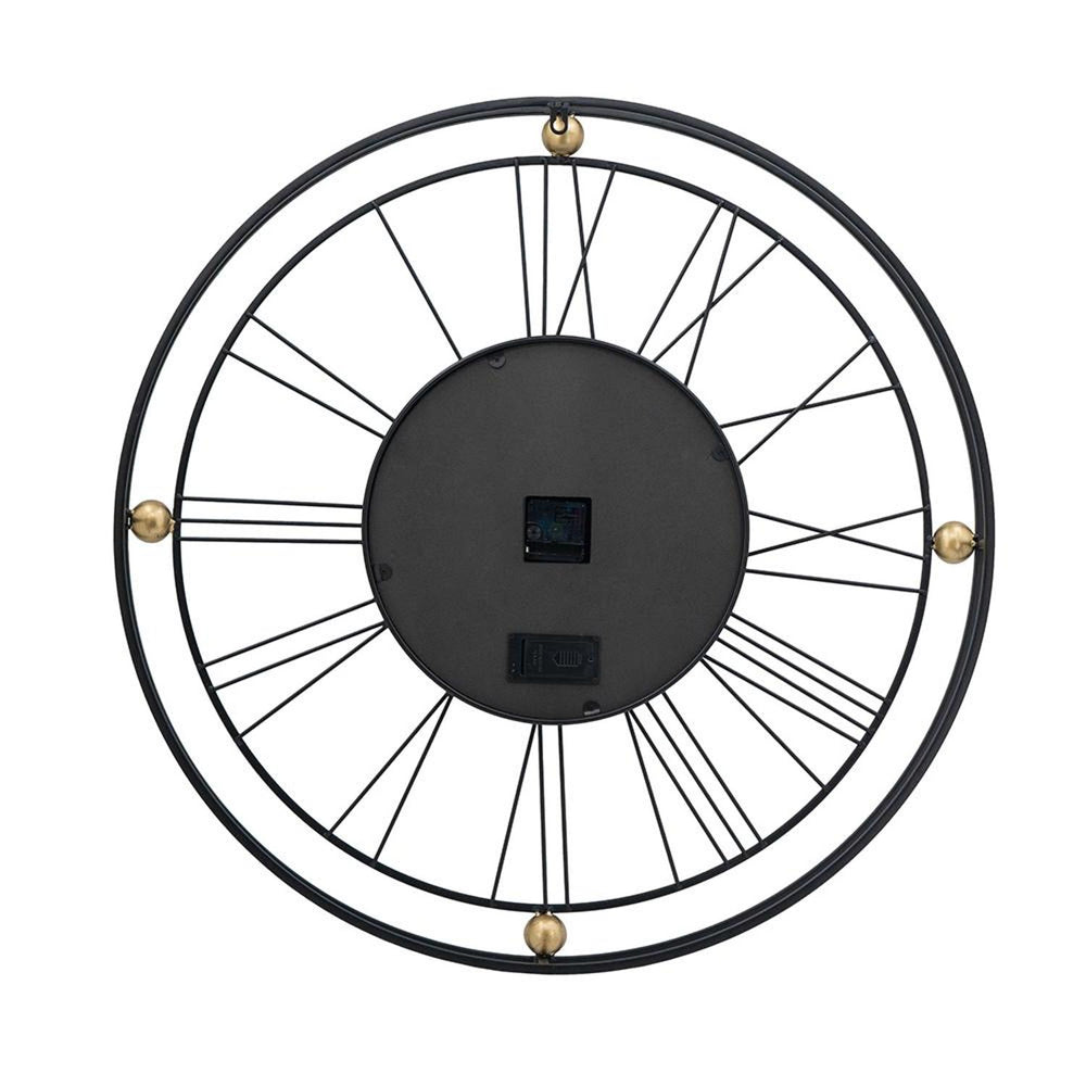 32" Circle Black and Gold Metal and Glass Analog Exposed Gear Wall Clock - Homeroots - Flyclothing LLC