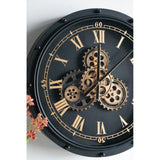 20" Circle Black and Gold Metal and Glass Analog Wall Clock - Homeroots - Flyclothing LLC