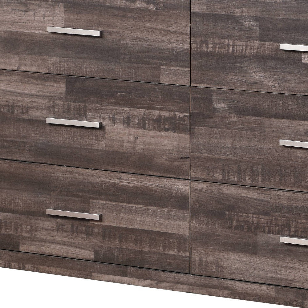 60" Dark Brown Solid and Manufactured Wood Six Drawer Double Dresser - Homeroots - Flyclothing LLC