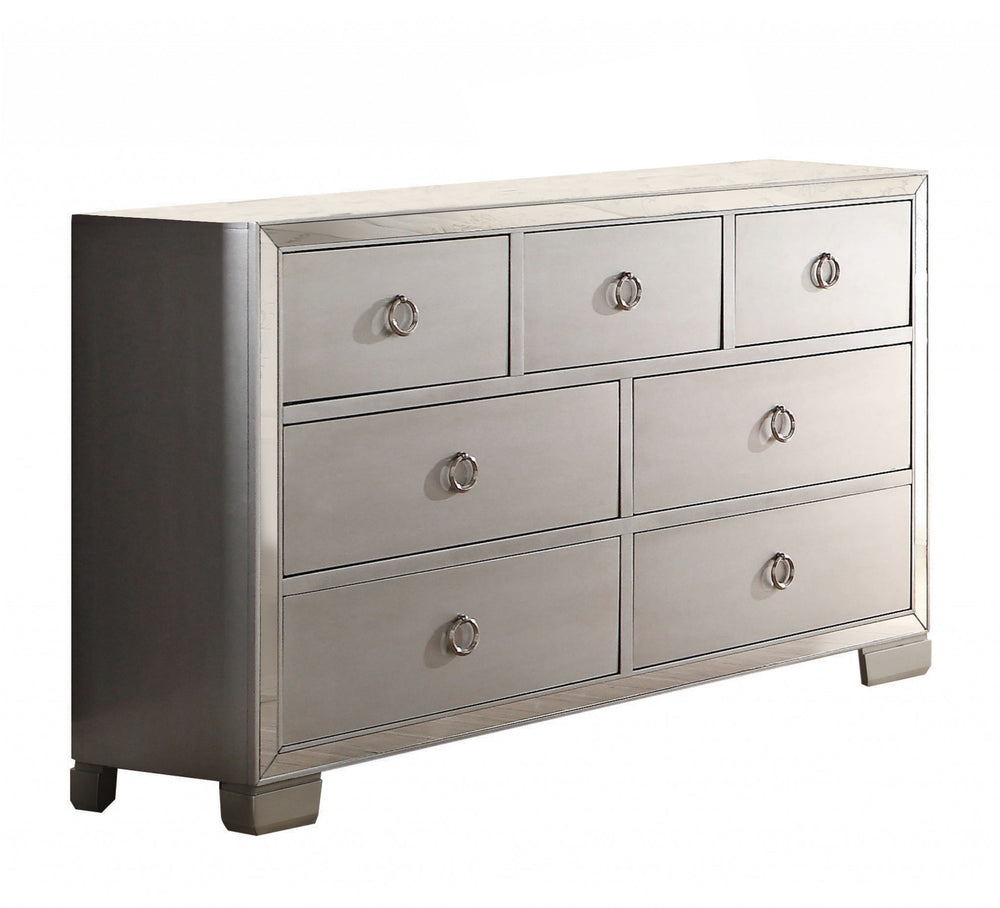 57" Platinum Solid and Manufactured Wood Seven Drawer Triple Dresser - Homeroots - Flyclothing LLC