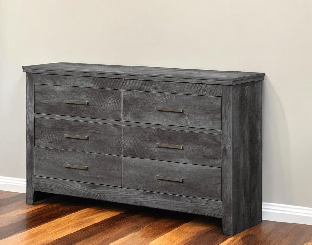57" Gray Solid and Manufactured Wood Six Drawer Double Dresser - Homeroots - Flyclothing LLC