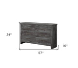 57" Gray Solid and Manufactured Wood Six Drawer Double Dresser - Homeroots - Flyclothing LLC