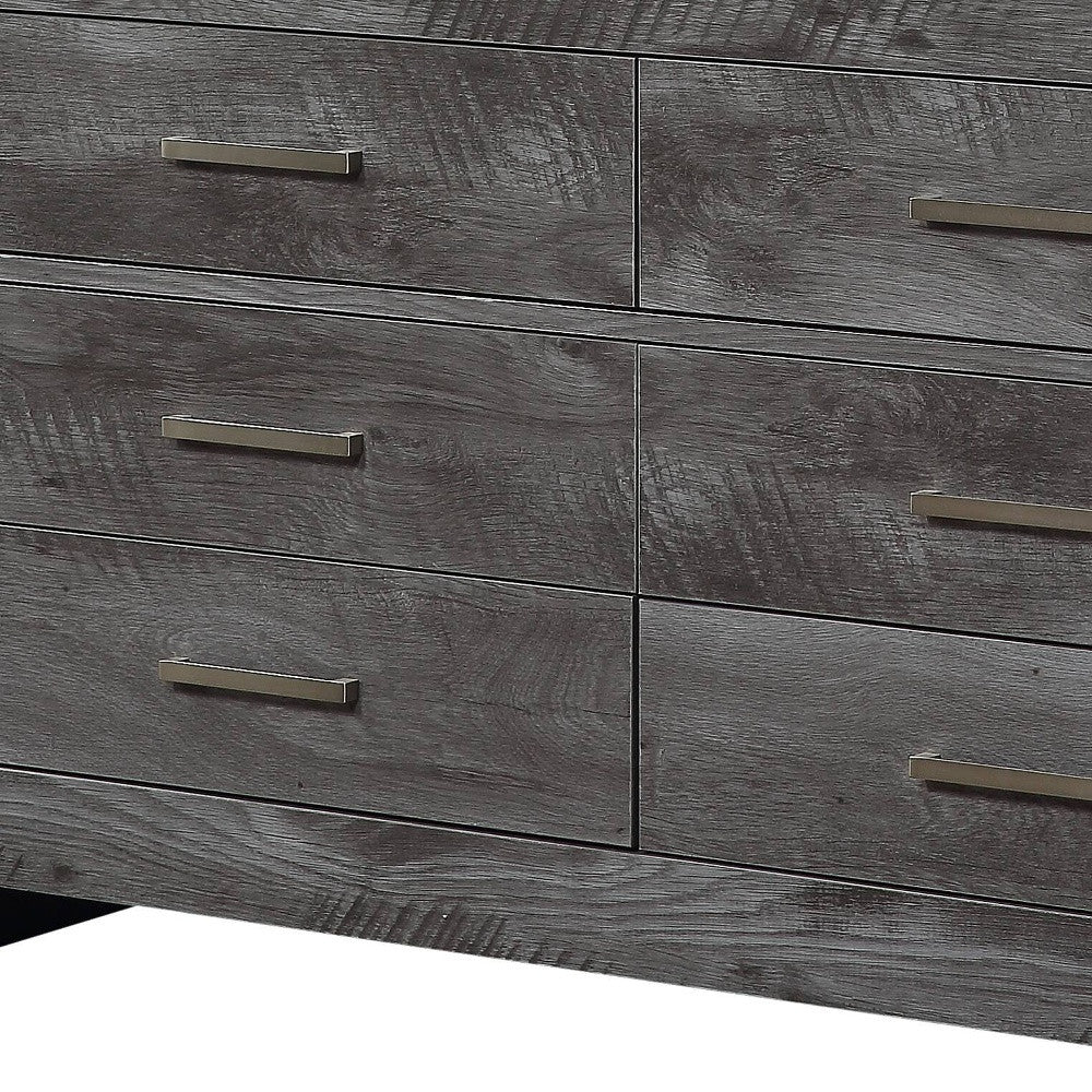 57" Gray Solid and Manufactured Wood Six Drawer Double Dresser - Homeroots - Flyclothing LLC