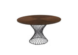 54" Brown And Black Rounded Solid Manufactured Wood And Iron Pedestal Base Dining Table - Homeroots - Flyclothing LLC