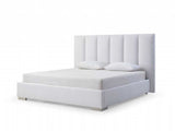 Queen White Upholstered Channel Tufted Velvet Bed Frame - Homeroots - Flyclothing LLC