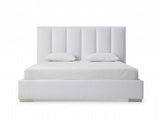 Queen White Upholstered Channel Tufted Velvet Bed Frame - Homeroots - Flyclothing LLC