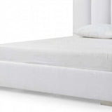 Queen White Upholstered Channel Tufted Velvet Bed Frame - Homeroots - Flyclothing LLC