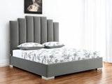 Queen Grey Upholstered Vertical Channel Velvet Bed with USB - Homeroots - Flyclothing LLC