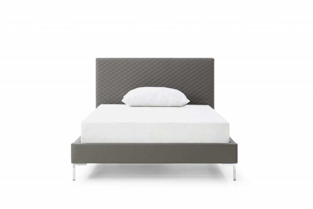 Full Dark Grey Upholstered Faux Leather Bed - Homeroots - Flyclothing LLC