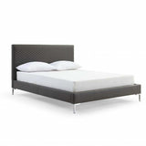 Queen Size Dark Grey Upholstered Faux Leather Bed Frame - Homeroots - Flyclothing LLC