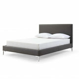 Queen Size Dark Grey Upholstered Faux Leather Bed Frame - Homeroots - Flyclothing LLC