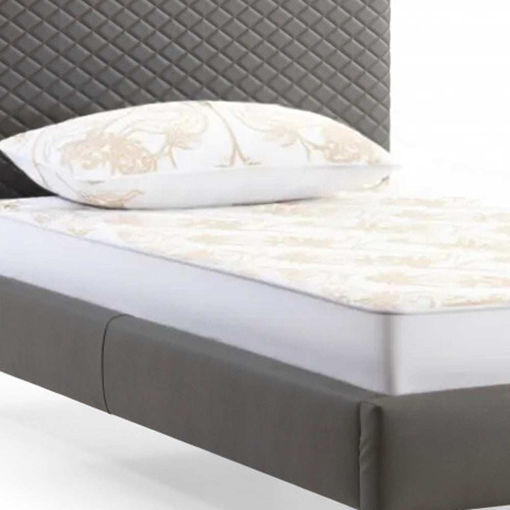 Twin Size Dark Grey Upholstered Faux Leather Bed Frame - Homeroots - Flyclothing LLC