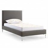 Twin Size Dark Grey Upholstered Faux Leather Bed Frame - Homeroots - Flyclothing LLC