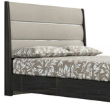 Queen Dark Grey High Gloss Bed Frame with Faux Leather Headboard - Homeroots - Flyclothing LLC