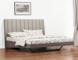 King Grey Upholstered Faux Leather and Ivory Gloss Bed Frame - Homeroots - Flyclothing LLC
