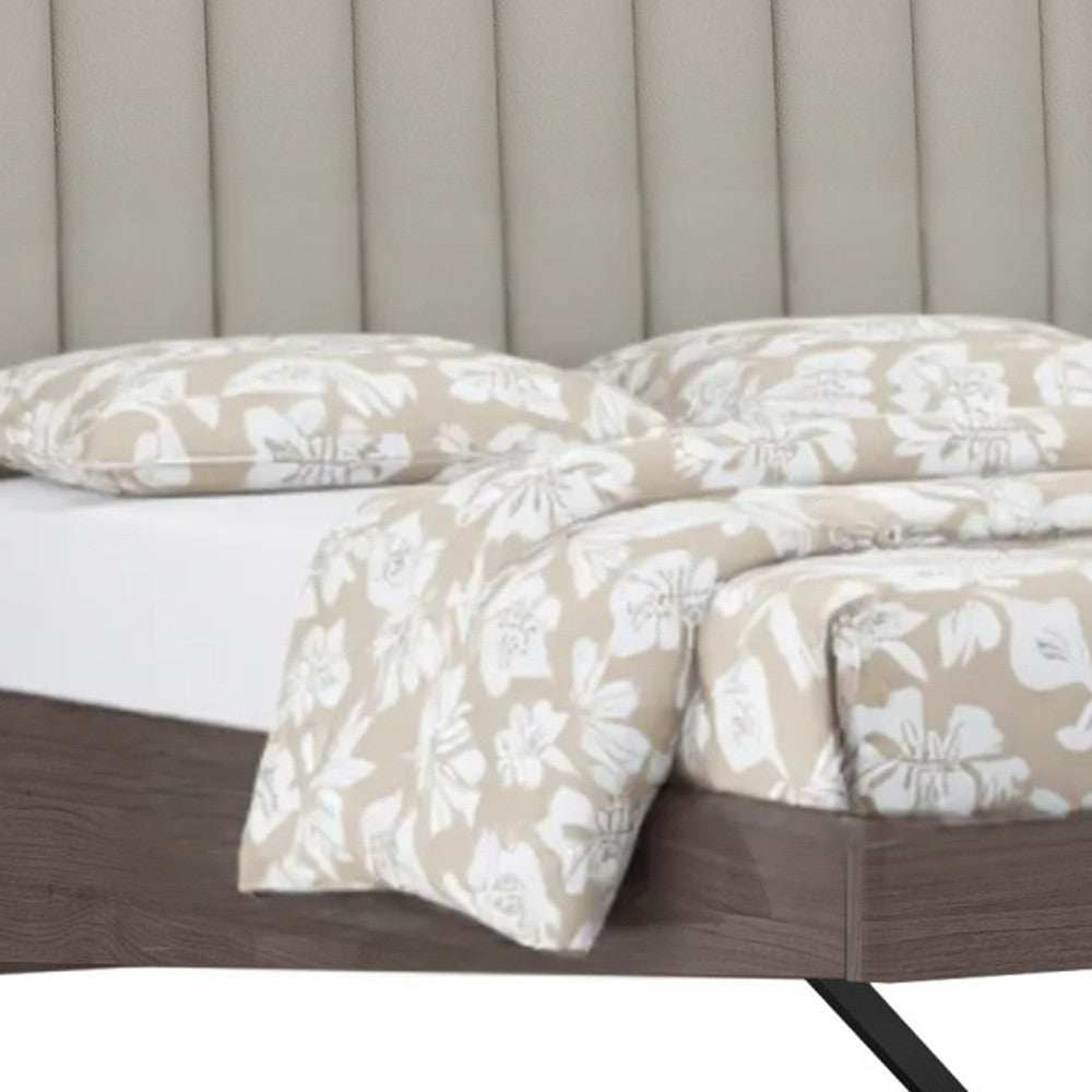 Queen Grey Upholstered Faux Leather and Ivory Gloss Bed Frame - Homeroots - Flyclothing LLC