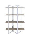 72" Brown and Silver Metal Four Tier Etagere Bookcase - Homeroots - Flyclothing LLC