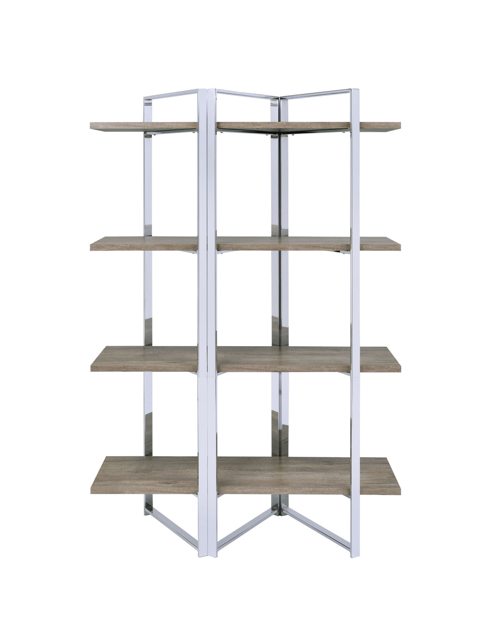 72" Brown and Silver Metal Four Tier Etagere Bookcase - Homeroots - Flyclothing LLC