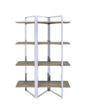 72" Brown and Silver Metal Four Tier Etagere Bookcase - Homeroots - Flyclothing LLC