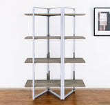 72" Brown and Silver Metal Four Tier Etagere Bookcase - Homeroots - Flyclothing LLC