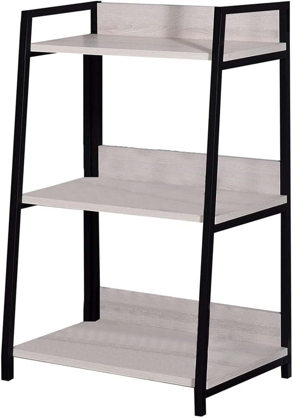 37" Natural and Black Metal Three Tier Ladder Bookcase - Homeroots - Flyclothing LLC