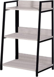 37" Natural and Black Metal Three Tier Ladder Bookcase - Homeroots - Flyclothing LLC